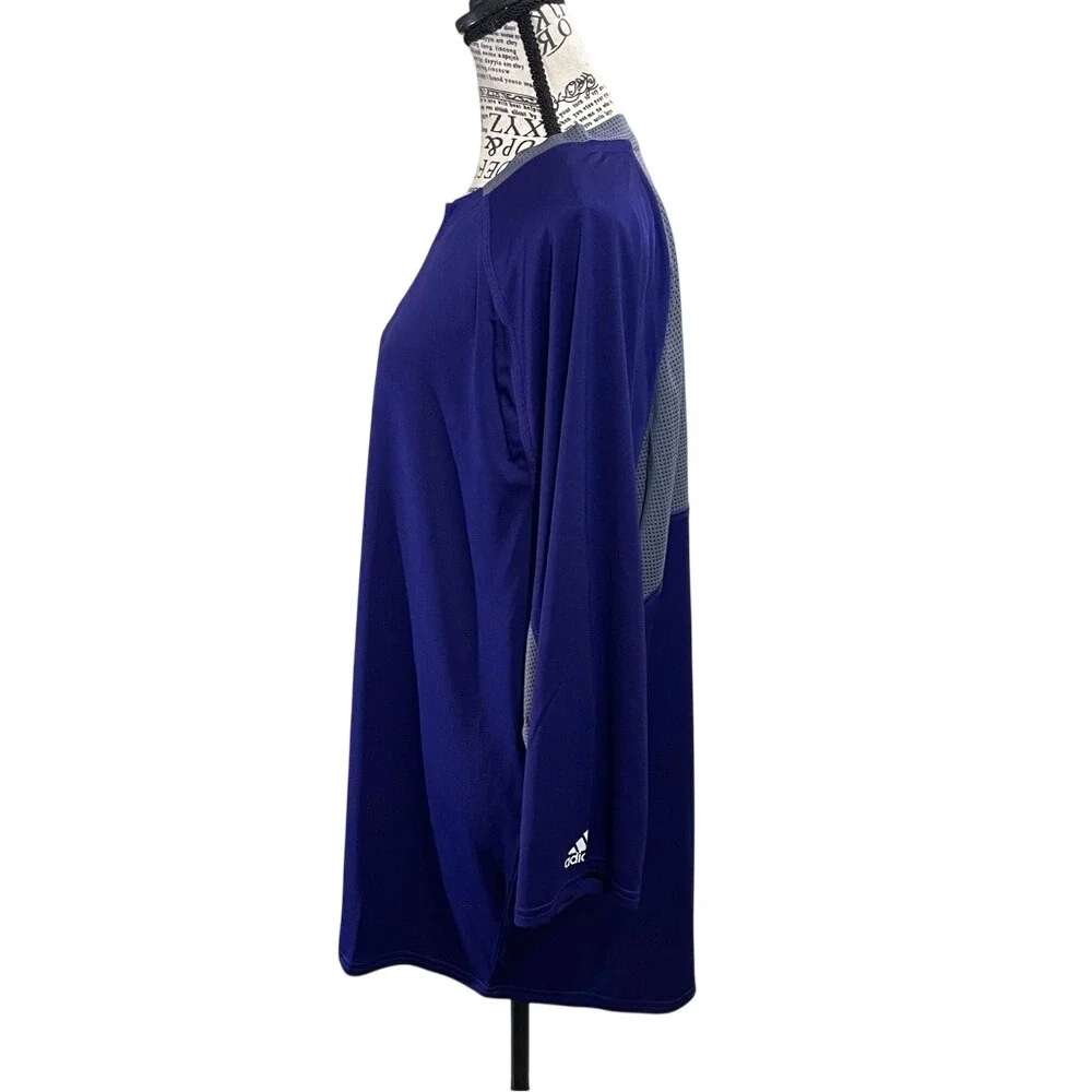 adidas men's purple quarter sleeve athletic shirt‎